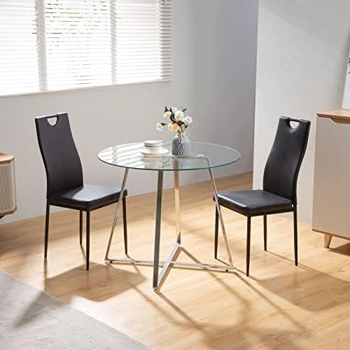 Bacyion Dining Table Set For 4 Person - Tempered Glass Table And PU Leather Chairs -Modern Kitchen Table And Chairs Set For Home, Kitchen, Living Room, Breakfast Nook (White) 10 Bacyion Dining Table Set For 4 Person - Tempered Glass Table And PU Leather Chairs -Modern Kitchen Table And Chairs Set For Home, Kitchen, Living Room, Breakfast Nook (White) - Image 10