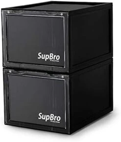 SupBro Collection Crate - Easy Access Storage Shoes Box -Plastic Foldable Stackable Sneaker Display Storage With Clear Front Door Organizer-8 Pack (Black) 16 SupBro Collection Crate - Easy Access Storage Shoes Box -Plastic Foldable Stackable Sneaker Display Storage With Clear Front Door Organizer-8 Pack (Black) -Songmics Furniture Shop 41ZZS4L8L7L. AC