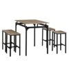 HOMCOM 5 Piece Modern Dining Table And 4 Stools Industrial Dining Set With Footrest & Metal Legs, For Kitchen, Natural