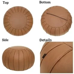 Thgonwid Handmade Foot Stool Ottoman Faux Suede Poufs 21.6" X 13" - Round Storage Floor Cushion Footstool For Living Room, Bedroom And Wedding, Unstuffed, Brown -Songmics Furniture Shop 41ZgAINvTeL