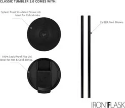 IRON °FLASK Tumbler - Airtight Leak-Proof, Durable Stainless Steel Bottle - Double Walled, Drinking Cup, Hot & Cold Insulated Thermo Tumblers - Coffee & Water Travel Mug, 32 Ounces -Songmics Furniture Shop 41ZqZSYbJ6L