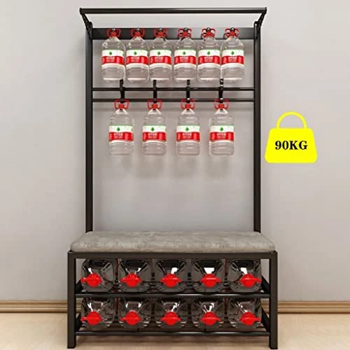 ILLESO Modern Entryway Hall Tree Coat Rack Shoe Storage Bench With 4 Movable Hooks Industrial Accent Furniture With Metal Frame Multifunctional Hallway Bench Easy Assembly 6 ILLESO Modern Entryway Hall Tree Coat Rack Shoe Storage Bench With 4 Movable Hooks Industrial Accent Furniture With Metal Frame Multifunctional Hallway Bench Easy Assembly - Image 6