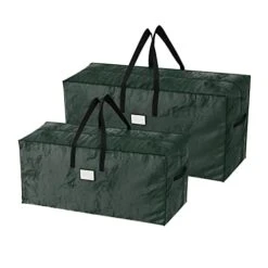 2-Piece Christmas Decorations Storage Set - Green Poly Waterproof Bags Hold Up To 17-Foot Disassembled Christmas Trees And Holiday Decor By Elf Stor