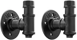 Elibbren 3 Pack Rustic Style Industrial Iron Pipe Coat Towel Holder Wall Hook For Hanging, Wall Mounted Vintage Robe Clothes Hanger Heavy Duty Farmhouse,Mounting Hardware Included Black -Songmics Furniture Shop 41ZrimT7nrL. AC