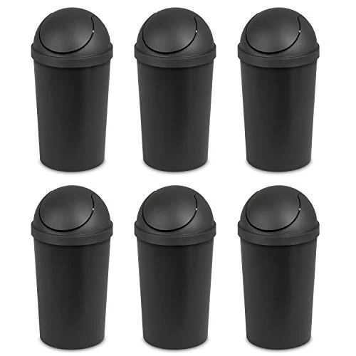 Sterilite 10839006 3 Gallon/11.4 Liter Round SwingTop Wastebasket, Black, 6-Pack 6 Sterilite 10839006 3 Gallon/11.4 Liter Round SwingTop Wastebasket, Black, 6-Pack - Image 6