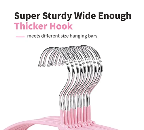 TOPIA HANGER Non Slip Hanger 20 Pack, Metal Clothes Hangers Space Saving, Heavy Duty Rubber Coated Wire Hanger For Coat, Shirt, Dress, Pants-Pink, CT12P 2 TOPIA HANGER Non Slip Hanger 20 Pack, Metal Clothes Hangers Space Saving, Heavy Duty Rubber Coated Wire Hanger For Coat, Shirt, Dress, Pants-Pink, CT12P - Image 2