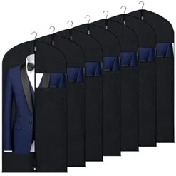 SORON 43" Garment Bags For Hanging Clothes, 7 Packs Garment Bag, Moth-Proof Breathable Dust Suit Cover For Closet Storage For Suits, Shirts, Coats, And Jackets, Suitable For Adults And Children
