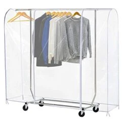 Clear Garment Rack Cover Dustproof Clothes Rack Cover With 2 Durable Zipper/Clothing Waterproof Protector (L:71x20x60 Inch)