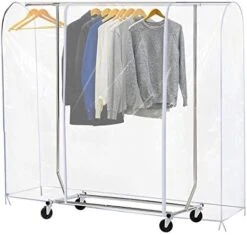 Clear Garment Rack Cover Dustproof Clothes Rack Cover With 2 Durable Zipper/Clothing Waterproof Protector (L:71x20x60 Inch) -Songmics Furniture Shop 41ZytppQ79L. AC 1