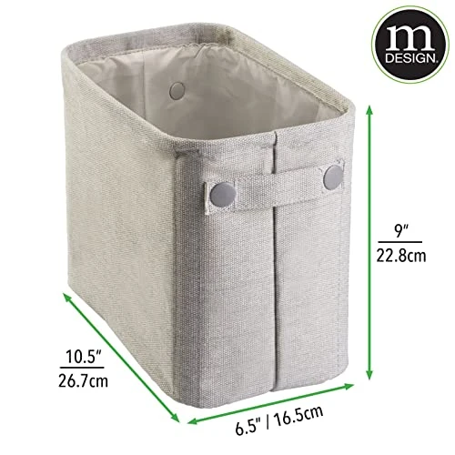 MDesign Narrow Fabric Storage Bin Basket With Handles For Bathroom Closet, Vanity, Cabinet, Cubby, Countertop, Tall Slim Baskets For Towels, Toilet Tissue, Crane Collection - Light Gray 2 MDesign Narrow Fabric Storage Bin Basket With Handles For Bathroom Closet, Vanity, Cabinet, Cubby, Countertop, Tall Slim Baskets For Towels, Toilet Tissue, Crane Collection - Light Gray - Image 2