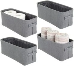 MDesign Narrow Fabric Storage Bin Basket With Handles For Bathroom Closet, Vanity, Cabinet, Cubby, Countertop, Tall Slim Baskets For Towels, Toilet Tissue, Crane Collection, 4 Pack - Cream 14 MDesign Narrow Fabric Storage Bin Basket With Handles For Bathroom Closet, Vanity, Cabinet, Cubby, Countertop, Tall Slim Baskets For Towels, Toilet Tissue, Crane Collection, 4 Pack - Cream -Songmics Furniture Shop 41Zzi0YklrL. AC