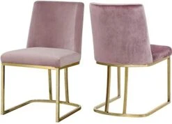 Meridian Furniture Heidi Collection Modern | Contemporary Velvet Upholstered Dining Chair With Polished Gold Metal Frame, Set Of 2, 19" W X 23" D X 32" H, Pink -Songmics Furniture Shop 41aDKiMpUXL. AC