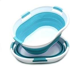 SAMMART 36L (9.5 Gallon) Collapsible 3 Handled Plastic Laundry Basket-Foldable Pop Up Storage Container-Portable Washing Tub-Space Saving Basket/Water Capacity 27L/7.1 Gallon (1, Grey) -Songmics Furniture Shop 41aJ2quJbDL. AC