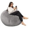 Milliard Big Ultra Supportive Stuffed Bean Bag Chair Couch For Adults And Kids Filled With Shredded Foam (Grey)