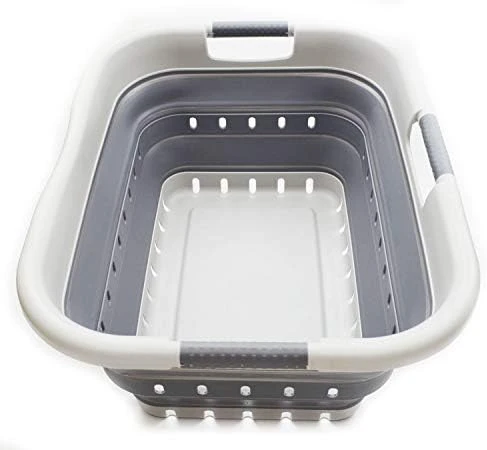 SAMMART 41L Collapsible 3 Handled Plastic Laundry Basket - Foldable Pop Up Storage Container/Organizer - Portable Washing Tub - Space Saving Hamper/Basket (3 Handled Rectangular, Grey/Dark Grey) 9 SAMMART 41L Collapsible 3 Handled Plastic Laundry Basket - Foldable Pop Up Storage Container/Organizer - Portable Washing Tub - Space Saving Hamper/Basket (3 Handled Rectangular, Grey/Dark Grey) - Image 9