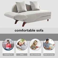 NOSGA Functional Indoor Chaise Lounge With Storage/2 Pillows And Solid Wood Legs, Modern Velvet Upholstered Sofa Recliner For Living Room Bedroom (Light Grey) 10 NOSGA Functional Indoor Chaise Lounge With Storage/2 Pillows And Solid Wood Legs, Modern Velvet Upholstered Sofa Recliner For Living Room Bedroom (Light Grey) -Songmics Furniture Shop 41aYB9qszmL