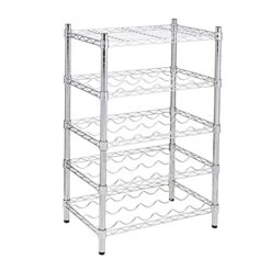 Honey-Can-Do SHF-03617 4-Tier Steel Wire Urban Wine Bottle Rack, Chrome