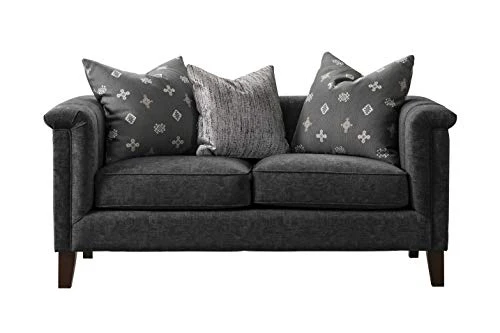 Acanva Luxury Tuxedo Velvet Channel Tufted Key Arm Living Room Sofa, 2 Piece Set, Grey 3 Acanva Luxury Tuxedo Velvet Channel Tufted Key Arm Living Room Sofa, 2 Piece Set, Grey - Image 3