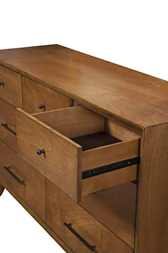 Alpine Furniture Flynn Mid Century Modern 7 Drawer Dresser, 56" W X 19" D X 36.5" H, Acorn 3 Alpine Furniture Flynn Mid Century Modern 7 Drawer Dresser, 56" W X 19" D X 36.5" H, Acorn - Image 3