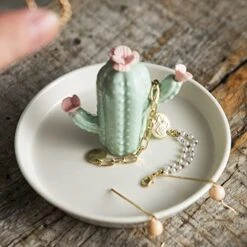 WANYA Cactus Ring Holder Dish, Ceramic Cactus With Little Flowers Jewelry Tray, Birthday Thanksgiving Christmas Valentine's Day Gifts For Girls Sister Friends -Songmics Furniture Shop 41aj3wlA0rL