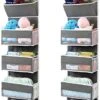 GALMAXS7 2 Pack 5-Shelf Over The Door Hanging Organizer With 8 Mesh Side Pockets, Back Of Door Storage Organizer, Closet Door Organizer Hanging Diaper Storage Organizer, Door Hanger Organizer, Grey