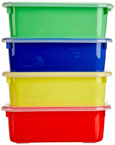 Zilpoo 4-Pack Toy Storage Organization Bins With Lids, 10 Quart Stackable Plastic Shelf Containers With Cover, Classroom School Supplies Closet Shelves Arts And Crafts Bin 2 Zilpoo 4-Pack Toy Storage Organization Bins With Lids, 10 Quart Stackable Plastic Shelf Containers With Cover, Classroom School Supplies Closet Shelves Arts And Crafts Bin - Image 2