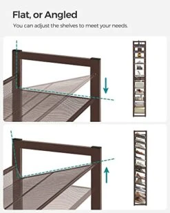 SONGMICS Shoe Rack, 12-Tier Tall Metal Shoe Storage Organizer For Closet, Entryway, Garage, Set Of 2 6-Tier Big Stackable Shoes Rack Shelf, Adjustable Feet, Slanted Shelves, Holds 48-60 Pairs, Bronze -Songmics Furniture Shop 41arw8gYGUL