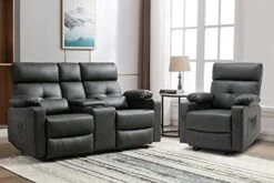 Consofa Power Reclining Loveseat, Recliner Loveseat With Center Console, Reclining Loveseat With Heat And Massage, Double Recliner Loveseat With Cup Holders, Lumbar Support For Living Room -Songmics Furniture Shop 41atpKTU44L. AC 1