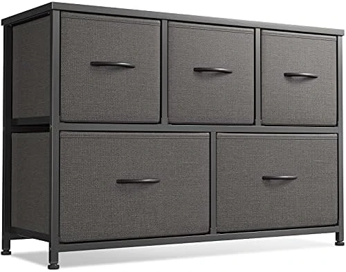 Cubiker Dresser Storage Organizer, 5 Drawer Dresser Tower Unit For Bedroom Hallway Entryway Closets, Small Dresser Clothes Storage With Wide Sturdy Steel Frame Wood Top, Black Grey 10 Cubiker Dresser Storage Organizer, 5 Drawer Dresser Tower Unit For Bedroom Hallway Entryway Closets, Small Dresser Clothes Storage With Wide Sturdy Steel Frame Wood Top, Black Grey - Image 10