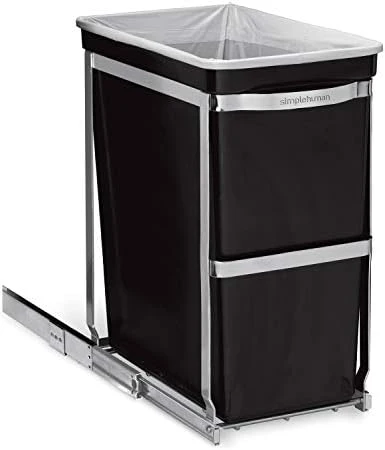 Simplehuman 35 Liter / 9.3 Gallon Dual Compartment Under Counter Kitchen Cabinet Pull-Out Recycling Bin And Trash Can 6 Simplehuman 35 Liter / 9.3 Gallon Dual Compartment Under Counter Kitchen Cabinet Pull-Out Recycling Bin And Trash Can - Image 6
