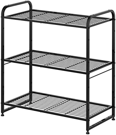 Simple Trending 3-Tier Stackable Wire Shelving Unit Storage Rack, Expandable & Adjustable Kitchen Storage Cabinet Shelf Organizer, Black 6 Simple Trending 3-Tier Stackable Wire Shelving Unit Storage Rack, Expandable & Adjustable Kitchen Storage Cabinet Shelf Organizer, Black - Image 6