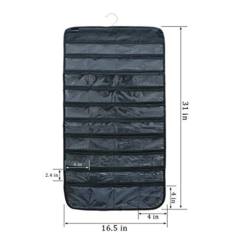TabEnter Double-Sided Jewelry Hanging Organizer Display Hanger Small Tools Holder With 80 Clear Pockets (Black) 4 TabEnter Double-Sided Jewelry Hanging Organizer Display Hanger Small Tools Holder With 80 Clear Pockets (Black) - Image 4