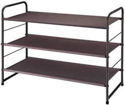 Simple Trending 3-Tier Stackable Shoe Rack, Expandable & Adjustable Fabric Shoe Shelf Storage Organizer, Black -Songmics Furniture Shop 41b DyhkjpL. AC