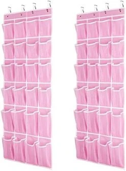 SAVERHO Hanging Shoe Organizer, Over The Door Shoe Organizer With 24 Mesh Large Pockets Door Shoe Rack For Men Women Kids Hanging Door Shoe Holder Size:58x21 Inch (White-2pack) -Songmics Furniture Shop 41b19WjwERL. AC
