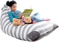 XL Stuffed Animal Storage Bean Bag Chair By Mylola | Premium Quality Cotton Canvas Cover | Kids Soft Toy Organizer Fits 200L | Makes Comfy Lounger -Songmics Furniture Shop 41b1DBfiz9L. AC