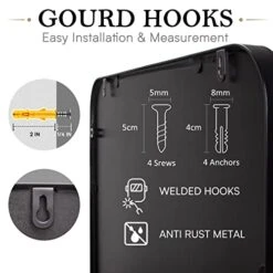 HOWOFURN Wall Mount Mirror, 24x36 Rectangular Bathroom Mirror, Wall Mirror For Bathroom, Stainless Steel Metal Frame, Gourd Hooks, Vertical & Horizontal Hang, Ideal For Bedroom, Bathroom, Living Room 10 HOWOFURN Wall Mount Mirror, 24x36 Rectangular Bathroom Mirror, Wall Mirror For Bathroom, Stainless Steel Metal Frame, Gourd Hooks, Vertical & Horizontal Hang, Ideal For Bedroom, Bathroom, Living Room -Songmics Furniture Shop 41b3F490ZEL