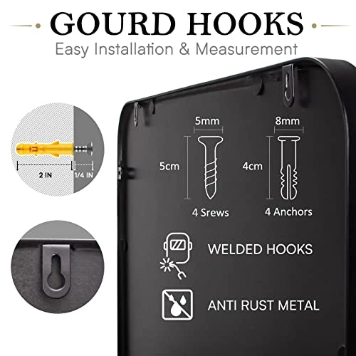 HOWOFURN Wall Mount Mirror, 24x36 Rectangular Bathroom Mirror, Wall Mirror For Bathroom, Stainless Steel Metal Frame, Gourd Hooks, Vertical & Horizontal Hang, Ideal For Bedroom, Bathroom, Living Room 4 HOWOFURN Wall Mount Mirror, 24x36 Rectangular Bathroom Mirror, Wall Mirror For Bathroom, Stainless Steel Metal Frame, Gourd Hooks, Vertical & Horizontal Hang, Ideal For Bedroom, Bathroom, Living Room - Image 4