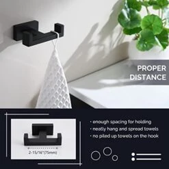 Angle Simple Double Towel Hook Matte Black, Stainless Steel Bathroom Towel Holder, Coat Robe Hook Wall Mount 14 Angle Simple Double Towel Hook Matte Black, Stainless Steel Bathroom Towel Holder, Coat Robe Hook Wall Mount -Songmics Furniture Shop 41b4Py4AyvL