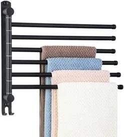 Black Towel Rack JSVER Swivel Towel Rack Wall Mounted, SUS304 Stainless Steel Towel Bar, Space Saving Towel Holder, Towel Racks For Bathroom -Songmics Furniture Shop 41b55V2hshL. AC