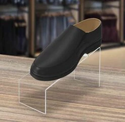 6 Pack Acrylic Shoe Display Stand Clear Premium Lucite 4 Inch Wide X 5 Inch High Slanted Footwear Showcase Riser With Heel Stop For Retail Shops And Clothing Stores By Marketing Holders -Songmics Furniture Shop 41b6y2eXGKL
