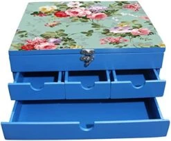 Enigmatic Woodworks Multi Drawer Wood Lotus Storage Box, Blue -Songmics Furniture Shop 41b7SsoQQUL. AC