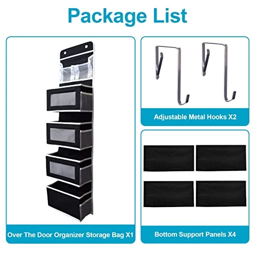 Aeeteek 1 Pack Hanging Closet Organizer 5-Shelf Over The Door Shoe Organizer Wall Mount Storage Bag Containers 49.2 * 13 * 5.5 Inches Large Capacity Collapsible Shelves Drawers (Black) 2 Aeeteek 1 Pack Hanging Closet Organizer 5-Shelf Over The Door Shoe Organizer Wall Mount Storage Bag Containers 49.2 * 13 * 5.5 Inches Large Capacity Collapsible Shelves Drawers (Black) - Image 2
