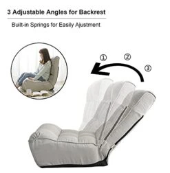 Indoor Chaise Lounge Chair, 3 Angles Adjustable Floor Chair, Folding Lazy Sofa Couch For Teens And Adults, Cushion Padded Comfy Chair For Living Room And Bedroom (Light Grey) -Songmics Furniture Shop 41bIPAYnseL