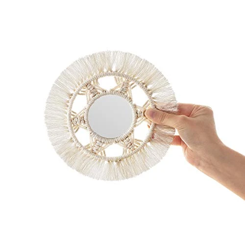 Mkono Mini Round Wall Mirror With Macrame Fringe Set Of 3 Small Wall Hanging Circle Mirror Boho Home Decor For Apartment Living Room Bedroom Baby Nursery,Beautiful Gift Ideas, 2.7''D, X-Small 2 Mkono Mini Round Wall Mirror With Macrame Fringe Set Of 3 Small Wall Hanging Circle Mirror Boho Home Decor For Apartment Living Room Bedroom Baby Nursery,Beautiful Gift Ideas, 2.7''D, X-Small - Image 2