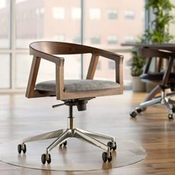 KIAYACI Glass Chair Mat For Carpet Or Hard Floor Tempered Glass Glass Table Top Table Mat Round 36", 1/4 Inch Thick, Transparent -Songmics Furniture Shop 41bMF1ErfRL