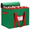 Avicill Christmas Ornament Storage Box, 600D Oxford Ornament Storage Boxes With Dividers, Ornament Storage Container Stores Up-to 80 Holiday Ornaments (green)