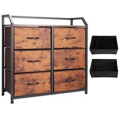 KATHY&BOB 6 Drawer Dresser, Chest Of Drawers Clothes Organizer With Wood Top And Pull Handle, Dresser For Bedroom, Living Room, Hallway