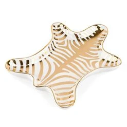 Trycooling Hand Painted Tiger Skin Ceramic Jewelry Dish Small Jewelry Rack Tray Rings Bracelets Earrings Trays Holder (Gold)