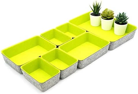 Welaxy Drawer Organizers Bins Felt Storage Bin Office Organizer Shallow Small Desk Organizer Trays Draw Dividers 7-piece (Turquoise) 14 Welaxy Drawer Organizers Bins Felt Storage Bin Office Organizer Shallow Small Desk Organizer Trays Draw Dividers 7-piece (Turquoise) - Image 14