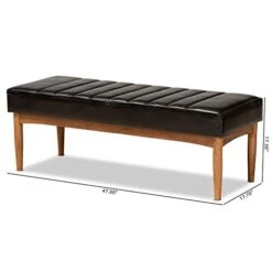 Baxton Studio Daymond Mid-Century Modern Dark Brown Faux Leather Upholstered And Walnut Brown Finished Wood Dining Bench -Songmics Furniture Shop 41baabitLNL